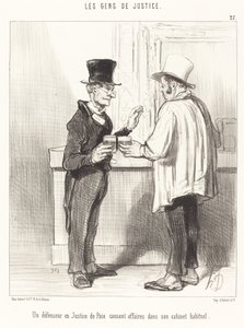 Bir Savunucu... sohbet ediyor... her zamanki kabininde by Honoré Daumier