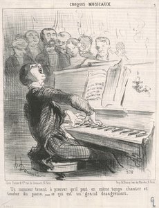 Yapabileceğini kanıtlamak isteyen bir beyefendi... by Honoré Daumier