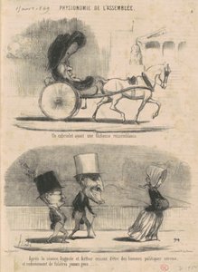 Talihsiz bir benzerliğe sahip bir üstü açılır araba... by Honoré Daumier