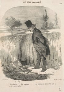 Bir şapka... iki şapka... talihsiz... by Honoré Daumier