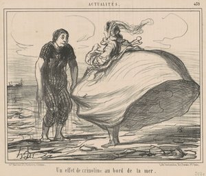 Deniz kenarında bir kabarık etek etkisi by Honoré Daumier