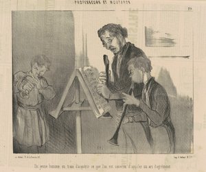 Bir zevk sanatı edinme sürecinde olan genç bir adam by Honoré Daumier