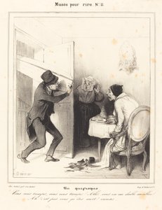 Bir yanlış anlama - Yanılıyorsun... git... cehenneme... by Honoré Daumier