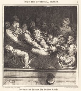 İkinci Galeride Bir Edebi Tartışma by Honoré Daumier