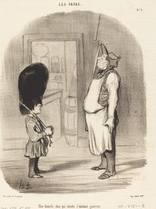 Savaşçı içgüdüsünün bulunduğu bir Aile by Honoré Daumier