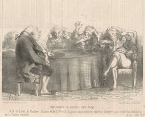 Beş kişilik konsey toplantısı by Honoré Daumier