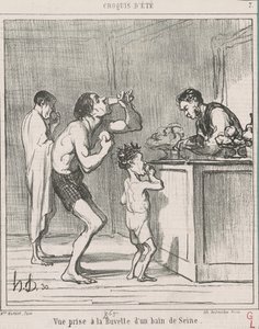 Hamamın serinletici barında çekilmiş görüntü by Honoré Daumier