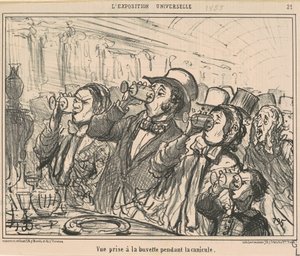 Sıcak hava dalgası sırasında barda çekilen görüntü by Honoré Daumier