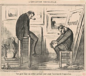 Bir atölyede çekilmiş bir görüntü... by Honoré Daumier