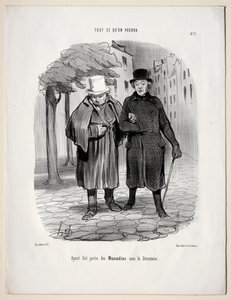 Ne yapacaksın, levha 7: Rehber altında züppe rolünü almış olmak, 1847. by Honoré Daumier