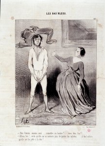 Gazeteden alıntı “” Le Charivari””” Dizi “” Les Bas Bleus”” Benim gibi bir kadın... bir düğmeyi teslim eder mi? ... çılgınsın! ... 23 Mayıs by Honoré Daumier