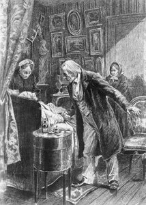 Cousin Pons için Alcide Theophile Robaudi'nin (aktif 1874-1884) illüstrasyonu, Honore de Balzac'ın (1799-1850) romanı, Human Comedy adlı çok ciltli koleksiyondan, 1900'de Paris'te yayınlandı