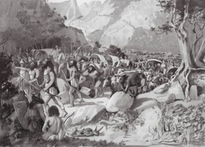 İskit Kabilelerinin Küçük Asya Dağlarındaki Bir Geçitten Göçü (lito) by Horace Moore-Jones