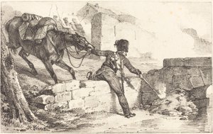 Topçu Mayını Yakıyor by Emile Jean Horace Vernet