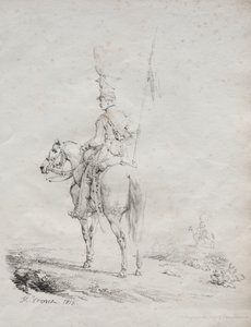 Litografik denemeler koleksiyonu: Le Lancier en Vedette by Emile Jean Horace Vernet