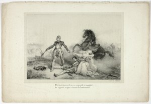 Solgun ve Kanlı Cesedi Kollarında Tuttu... by Emile Jean Horace Vernet