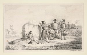 Çatışmalarda askerler by Emile Jean Horace Vernet