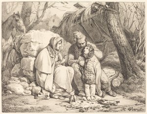 Askerin Ailesi Kampta by Emile Jean Horace Vernet