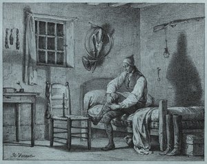 Yataktan Kalkan Limier'in Hizmetkarı by Emile Jean Horace Vernet