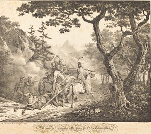 Yaralı Fransız Bir Kazak Tarafından Saldırıya Uğradı by Horace Vernet and Hippolyte Lecomte