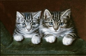 İki Tekir Kedi (tuval üzerine yağlı boya)