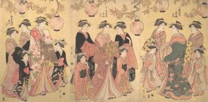 Sonbaharda Yoshiwara Geçit Töreni, yaklaşık. 1793. by Hosoda Eishi