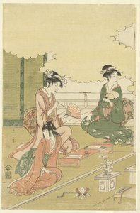 Kadınlar bir açık hava odasında by Hosoda Eishi