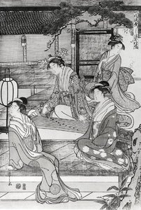 Koto oynayan kadın by Hosoda Eishi