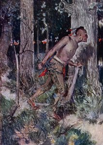 Henry Wadsworth Longfellow'un yazdığı The Courtship of Miles Standish için İllüstrasyon (renkli lito)
