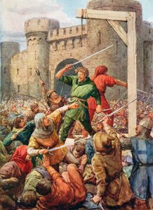 Raphael Tuck tarafından yayınlanan Rose Yeatman Woolf tarafından anlatılan 'Robin Hood ve Neşeli Yeşil Ormandaki Yaşamı'ndan bir örnek, gözüpek ikili sırt sırta duruyordu. by Howard Davie