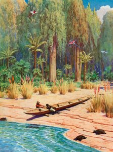 Robinson Crusoe için İllüstrasyon by Howard Davie