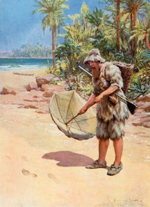 Robinson Crusoe için İllüstrasyon by Howard Davie