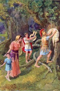 "Jason ağaç gövdesinden yapağı yırttı" (renkli taş) by Howard Davie