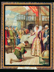 Kraliçe I. Elizabeth (1530-1603) Francis Drake şövalyeleri (1540-96), 