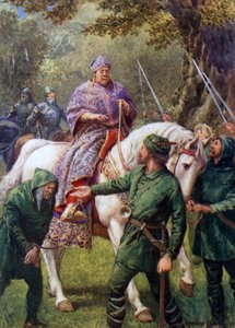 "Robin Hood, Hereford Piskoposu ile tanışır" (renkli taş) by Howard Davie