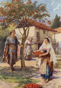 "Peri Kedileri"nden (renkli taş) "meyve kendi kendine sepete düştü" by Howard Davie