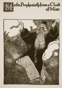 Bir Sis Bulutundan Merlin Kehaneti, 'Sir Launcelot ve Yoldaşlarının Öyküsü'nden bir örnek, 1907 by Howard Pyle