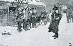 Püriten Vali Noel Sporlarını Kesiyor, J. Bernstrom tarafından oyulmuş, George William Curtis tarafından 