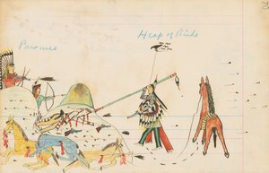 Pawnees ve Birds Yığını, 1874-75 (defter kağıdına kalem, mürekkep ve wc)