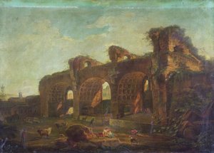 Ön Planda Köylüler ve Sığırlar ile Roma Forumu