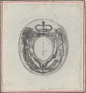 Taç ve Swag ile Armorial Kartuş by Hubert Francois Gravelot