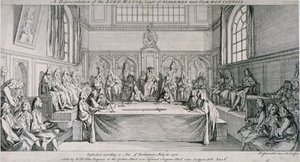 Guildhall Konsey Odasında toplantı, Londra Şehri, 1750. by Hubert Francois Gravelot