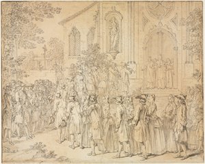 Kiliseye Giren Bir Alayı by Hubert François Bourguignon Gravelot