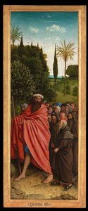 Ghent Altarpiece'in sağ tarafından Aziz Christopher tarafından yönlendirilen Hacılar by Hubert & Jan van (1390 1441) Eyck