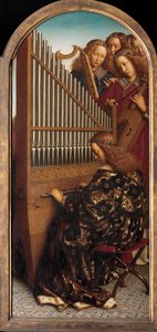 Ghent Altarpiece'den St. Cecilia ile melek müzisyenler