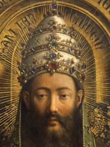 Baba Tanrı'nın detayı, Ghent Altarpiece'in orta paneli (panel üzeri yağlıboya)