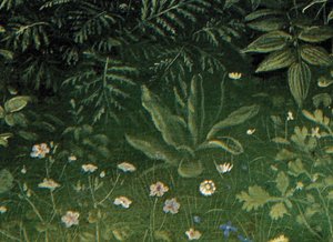 Ghent Altarpiece'in orta panelinden Mistik Kuzu Tapınması'nın detayı (panel üzeri yağlı boya) by Hubert & Jan van (1390 1441) Eyck