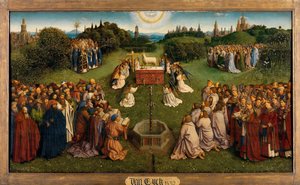 Ghent Altarpiece'den Mistik Kuzunun Tapınması, orta panelin alt yarısı