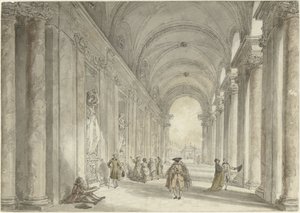 Roma'daki Villa Albani Kumarhanesinin Kolonatı Roma'daki Villa Albani kumarhanesinin önündeki kolonadın görünümü by Hubert Robert