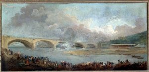 Neuilly köprüsünün 09/22/1772 tarihinde yıkılması Hubert Robert (1733-1808) 1772 Sun tarafından boyama. 1.13x1.95m Paris, Karnaval Müzesi by Hubert Robert